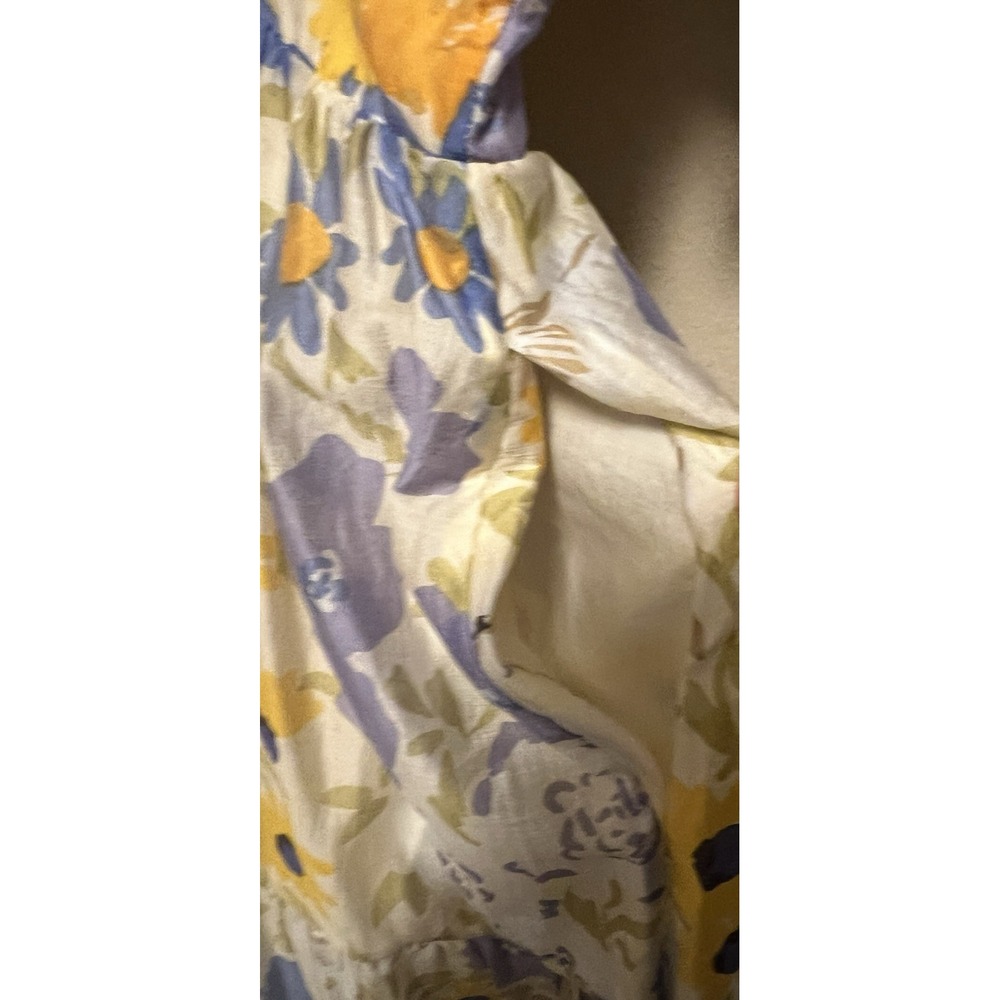 Other Stories Floral Puff Sleeve Tiered Maxi Dress Yellow Blue Orange Romantic 6 - Picture 15 of 16